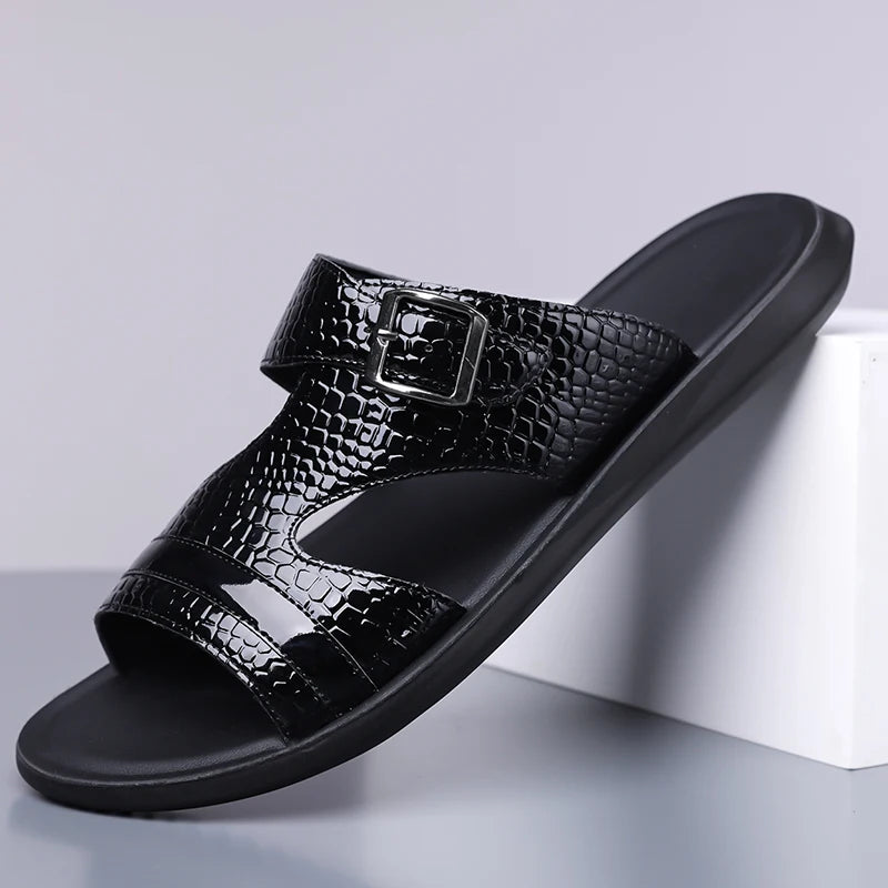 Plus Size 38-48 Hot-selling Men Slippers Sole Open Toe Beach Slides All-match Man Flip Flops Versatile Half Flats Sandals Slides