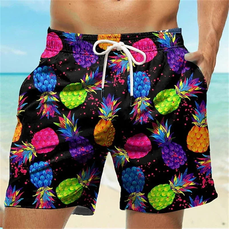 Men's shorts 3D printed graffiti art pattern beach shorts, casual fashion swimming beach shorts