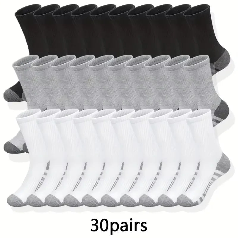 10/30 Pairs Men's Running Socks Soft Comfortable Summer Sweat Wicking Breathable Basketball Sports Socks for Active Lifestyle