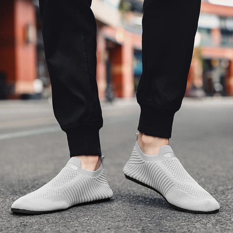 MAEDEF Summer Men Slip on Flat Breathable Brown Man Shoes Men's Comfort Soft Sole Casual Shoe Man Slippers Loafers Walking Shoes