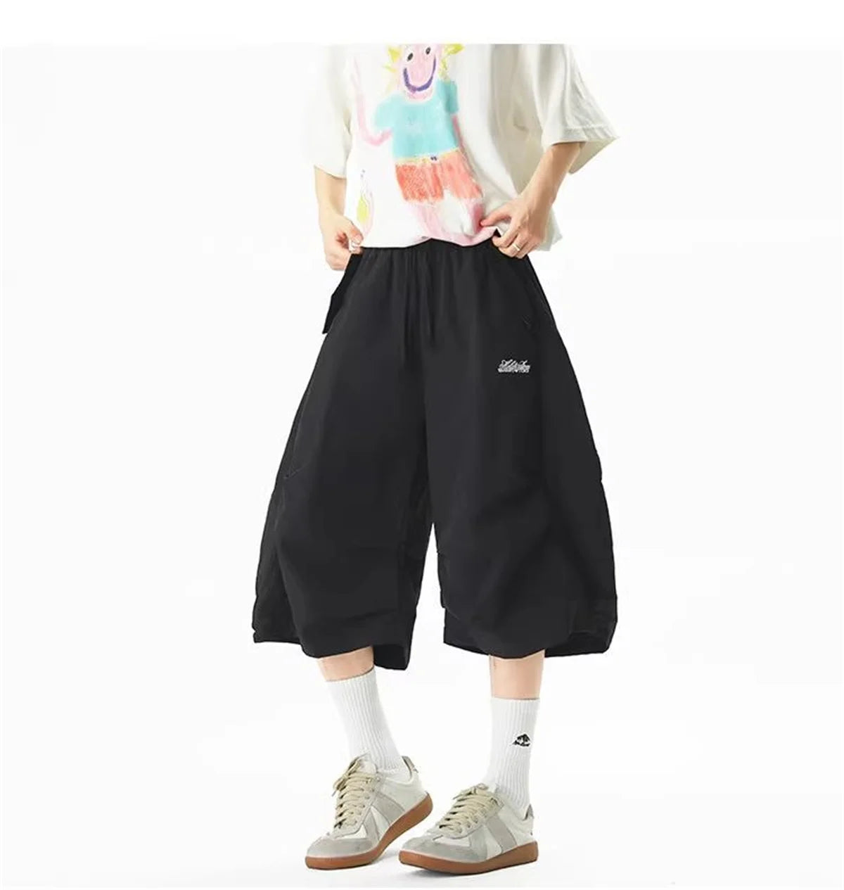 Harajuku Y2K Cargo Shorts Women Streetwear Loose High Waist Calf Length Pants Vintage American Summer Hip Hop Paratrooper Shorts