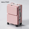 Front Opening Pocket Suitcase PC Material Travel Rolling Luggage with Aluminum Frame TSA Lock Cup Holder Charging Port 20/24/26