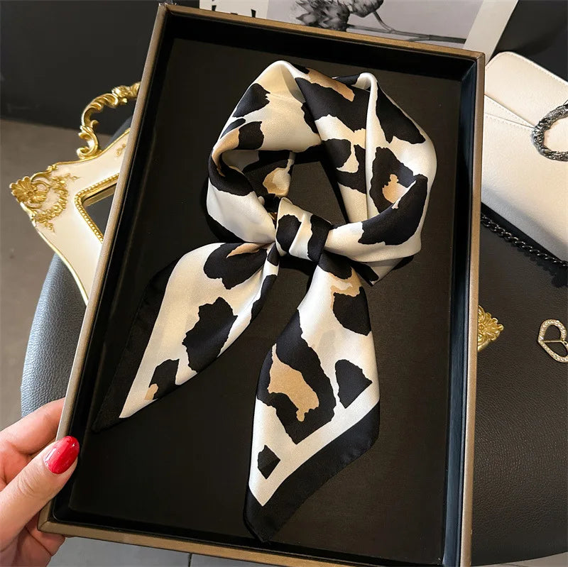 Luxury Chain Print Small Square Scarf Simulated Silk Thin Neck Scarf Fashion Sunscreen Headscarf For Women 70x70cm