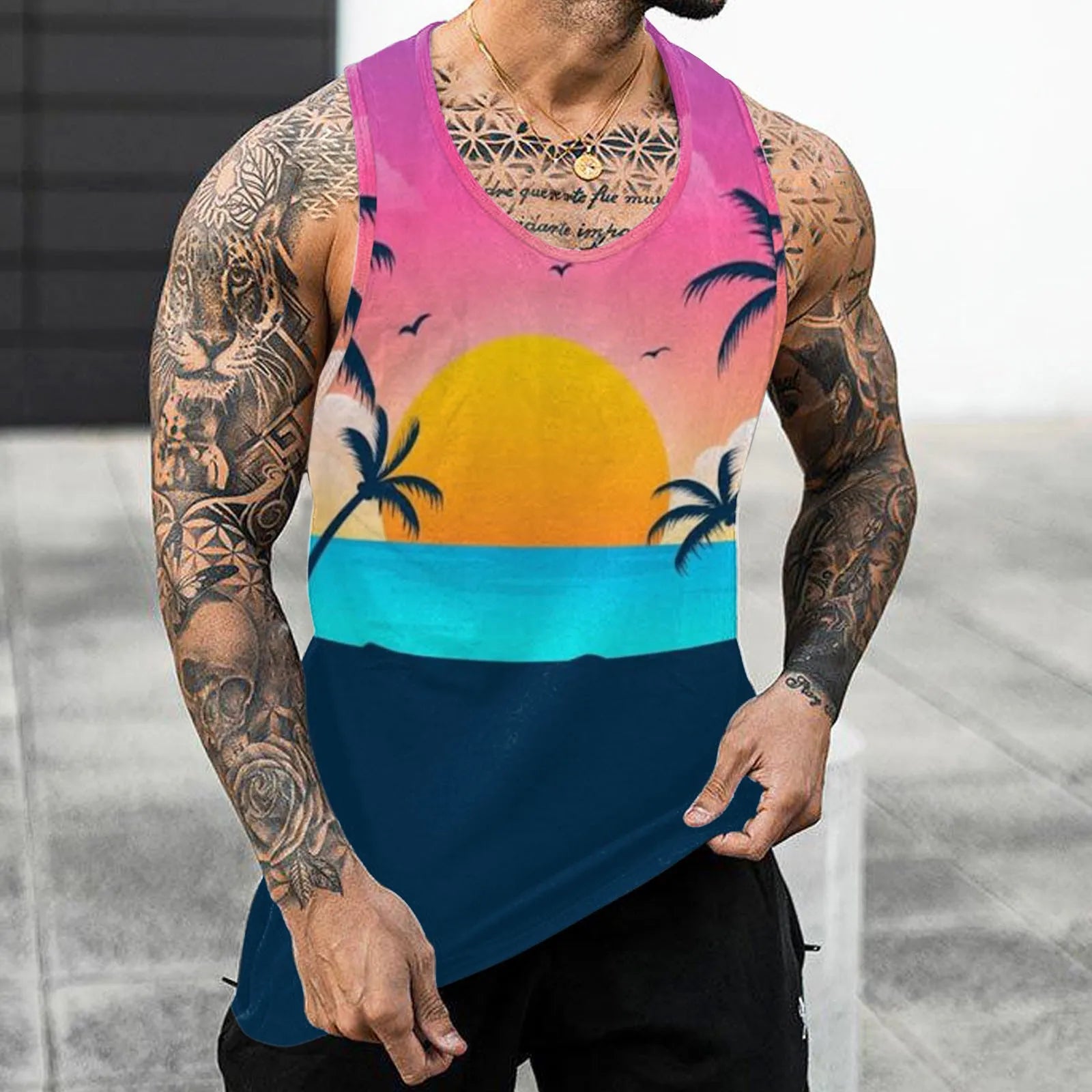 Hawaiian Fashion Men's Sleeveless Tank Top