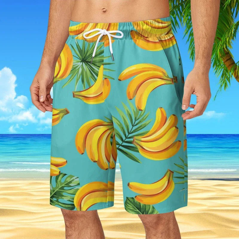 Men's Hawaiian Beach Shorts Coconut Tree 3D Print Quick Dry Oversized Surfing Board Shorts Summer Swimsuits Trunks Man Clothing