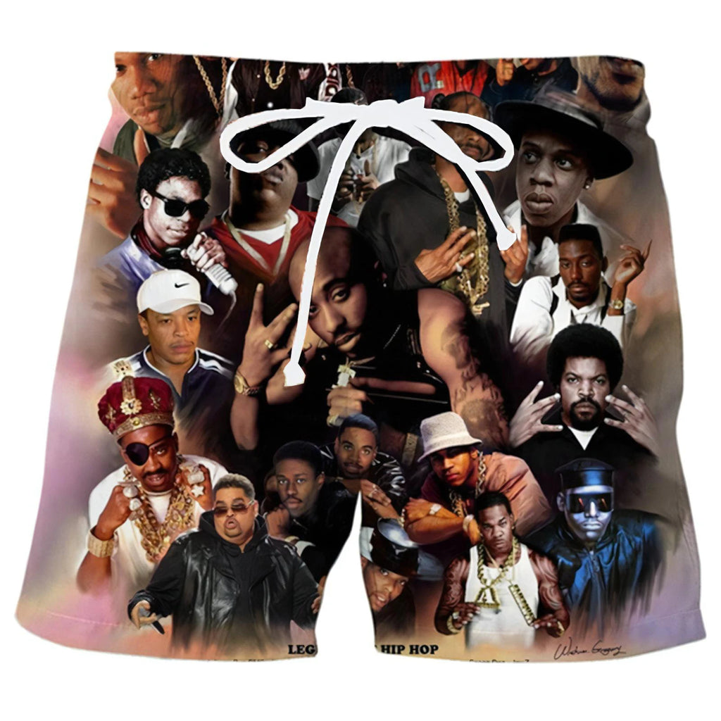 Hot Rapper 3D Printed Personalized Design Men's Shorts 2Pac Tupac Character Mens Short