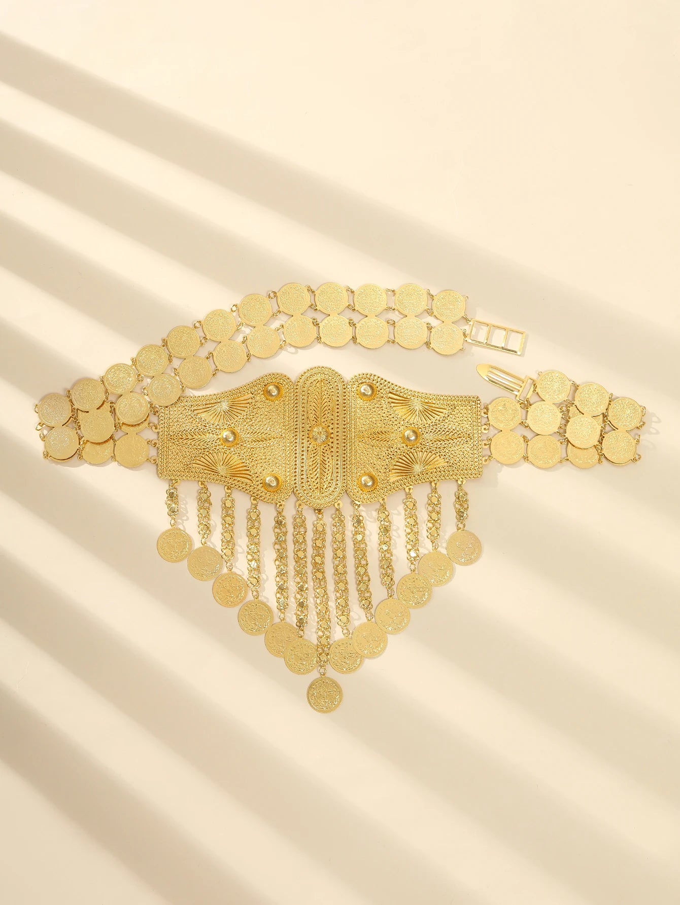 Bohemian Style Gold Lace Tassel Waist Belt for Women Fashionable Outdoor outing