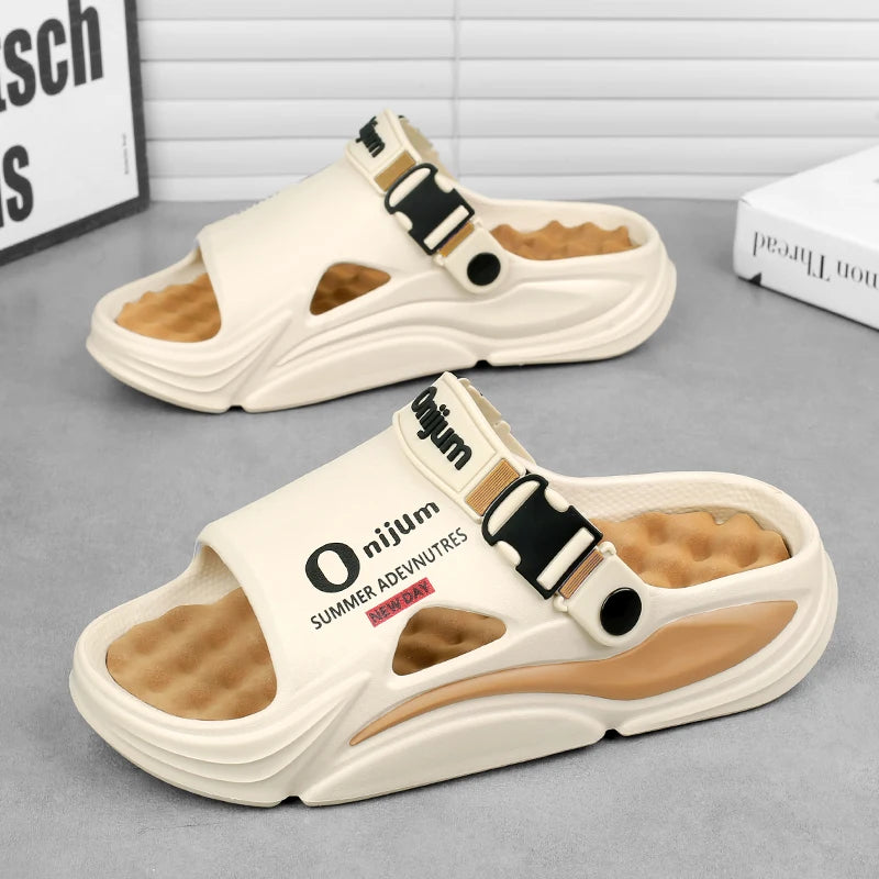 Summer Men's Massage Slippers Outdoor Sandals Beach Comfortable Indoor Slides Water Clogs Casual Shoes Men Women Home Slippers