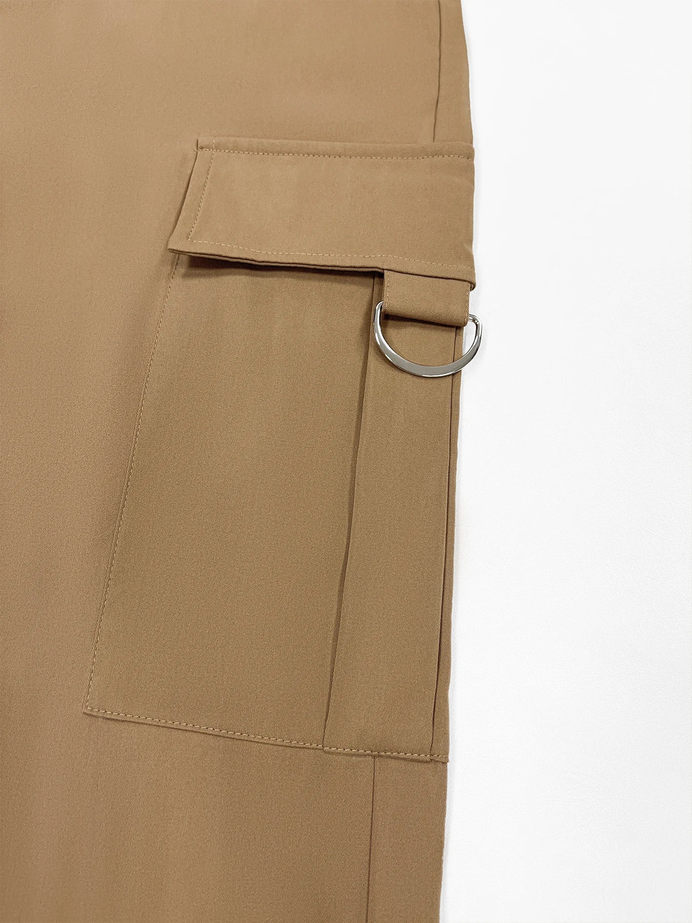 Women's Plain High Waist Cargo Pants, Pocket Button Trousers for Daily Wear, Ladies Bottoms
