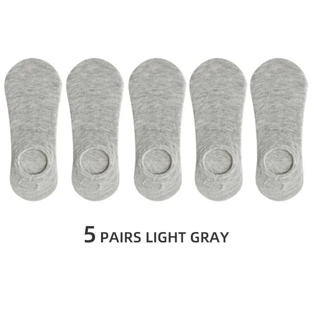 5/10 Pairs Men's Invisible Socks Slippers Cotton Silicone Non-slip Summer No-show Ankle Socks Casual Breathable Thin Boat Sock
