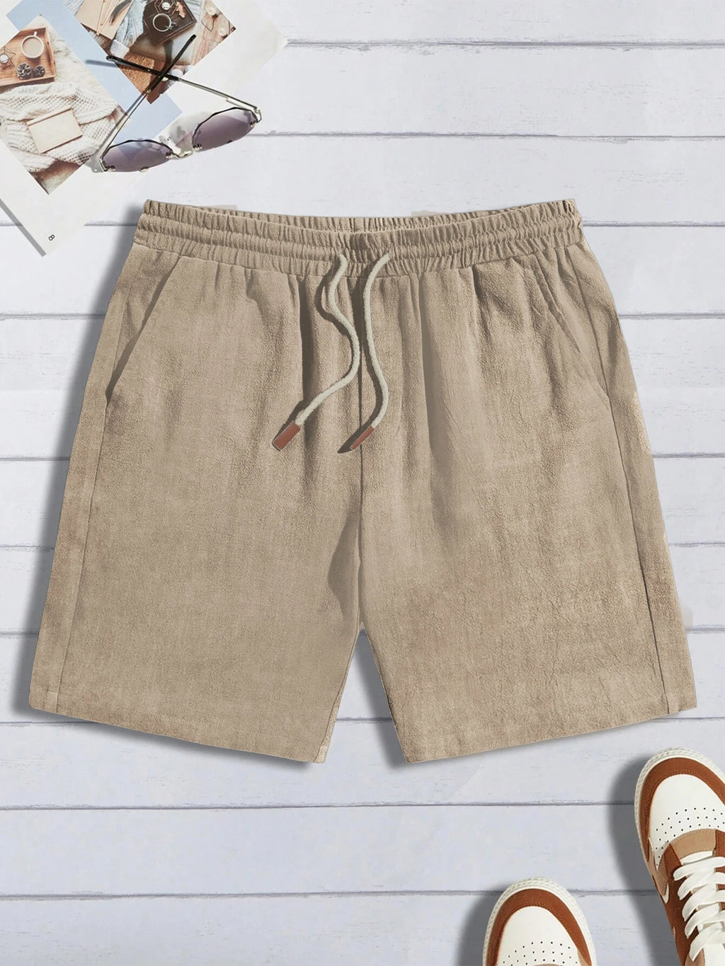 Thin linen shorts for men, loose and casual, five-inch pants, cotton and linen, breathable