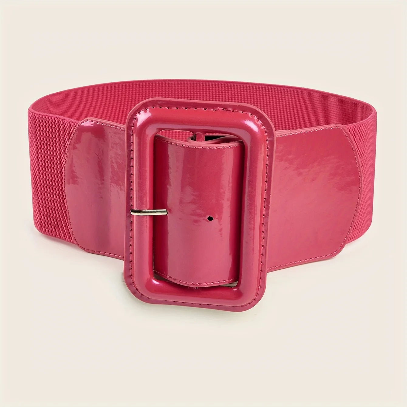 Rectangle Pin Buckle Wide Belt Women's Vintage Versatile Elastic Waistband Casual Daily Dress Coat Decoration Girdle