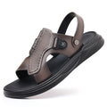 Mens First Layer Sheepskin Summer Sandals Genuine Leather Beach Shoes Casual Slip On Leather Slippers Comfortable Outdoor Male