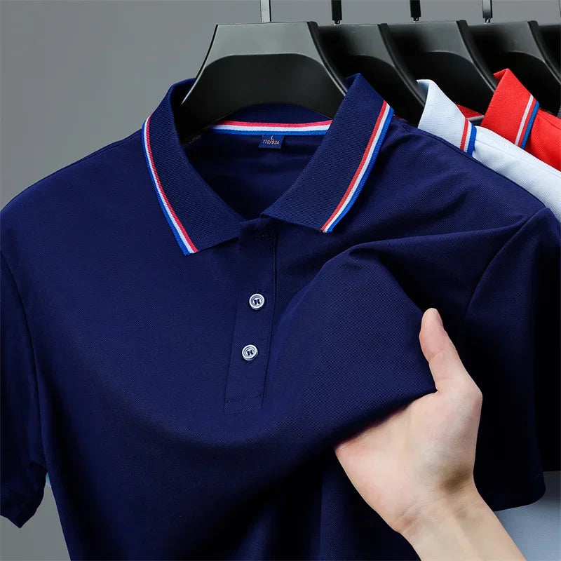 Men's Casual Solid Color Short Sleeve Polo Shirt