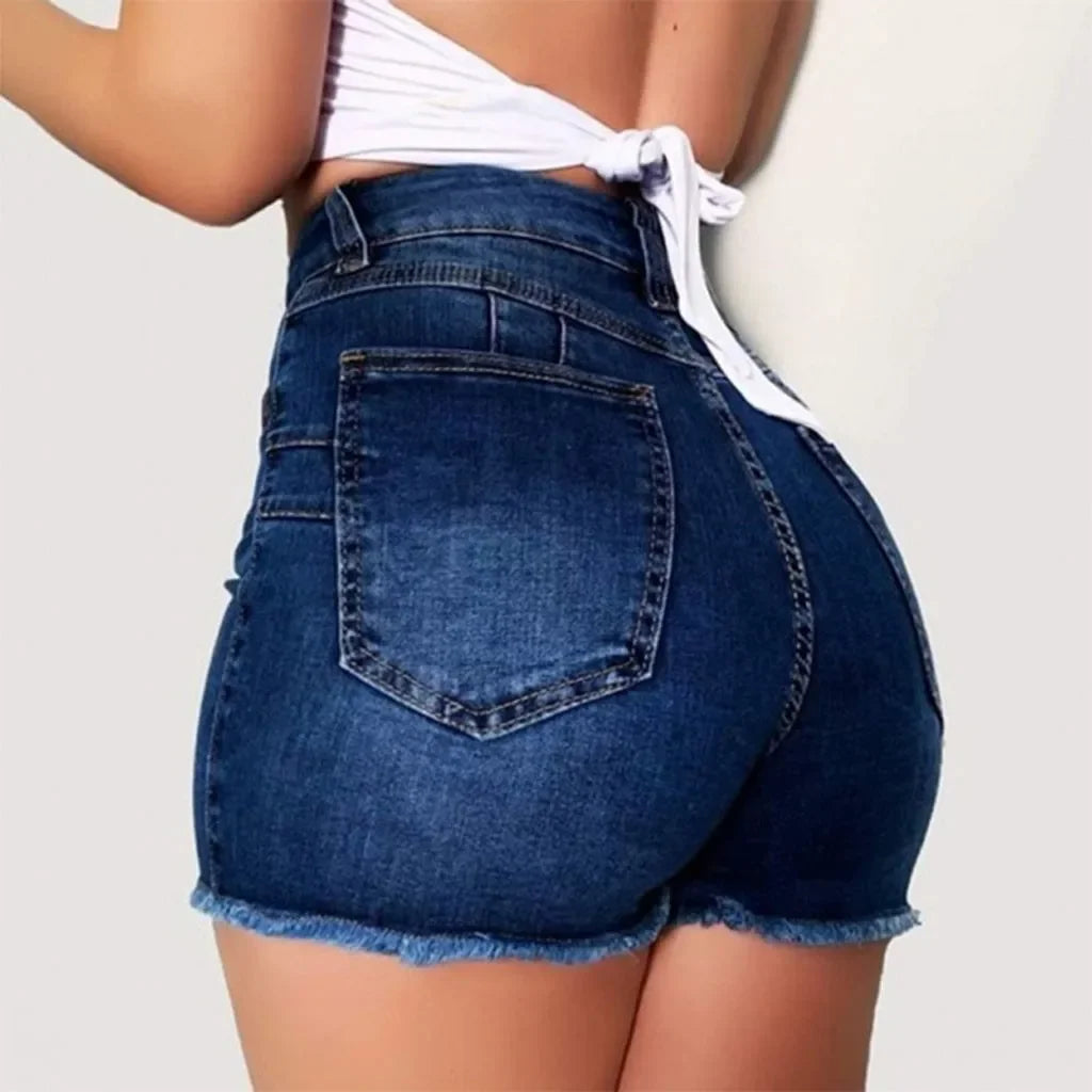 New Summer Womens Jeans Shorts Jeans Short Length High Waisted Broken Denim Shorts Ripped Jeans High Waisted Hot pant Shorts