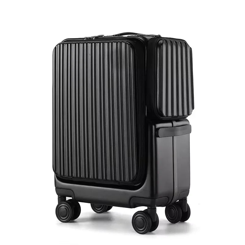 Carry-on Suitcase Front Opening Laptop Boarding Case 20 Inch USB Charging Trolley Case Password Box Cabin Luggage
