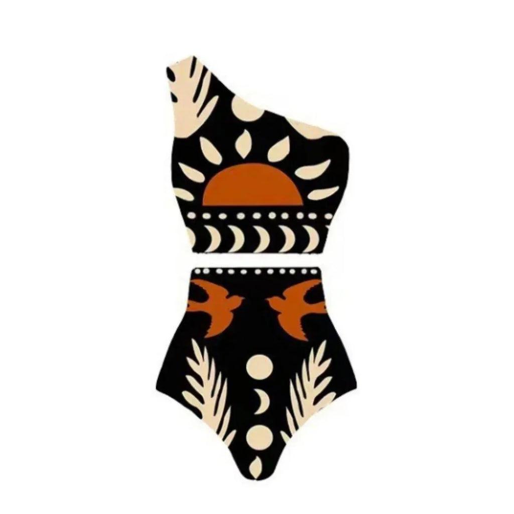 Sexy Bird Print Mesh High Waist Bikini 3 Pieces Sets Women Fashion Hollow Out One Pieces Swimwear 2026 New Beach Sarong Monokini