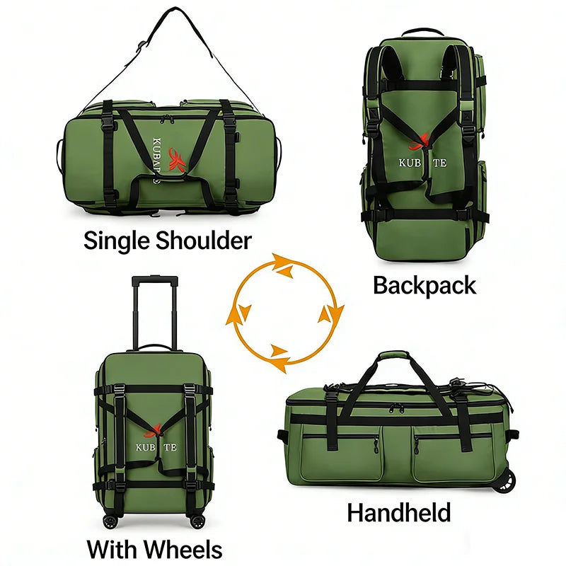 Large Capacity Travel Bag With Wheels 22/70/90IN Foldable Travel Backpack Scalable Handbags Multi Functional Storage Luggage Bag
