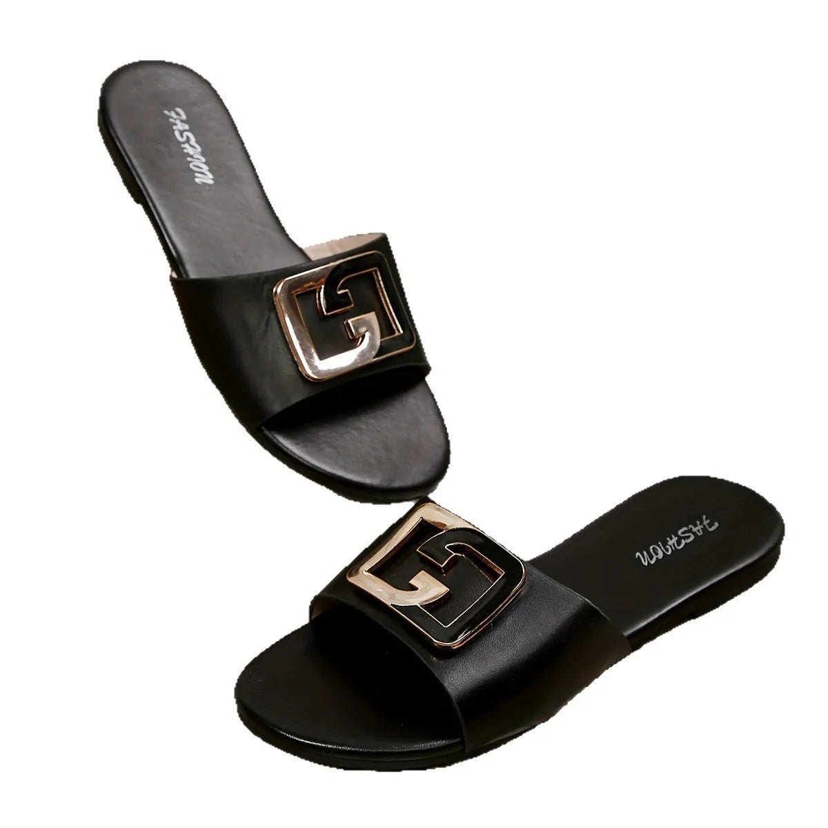 Comfortable and Stylish Women's Slip-On Sandals, Indoor and Outdoor Round-Toe Women's Shoes, Vacation-Style Flat Women's Shoes, Low-Heeled Everyday Versatile Casual Sandals