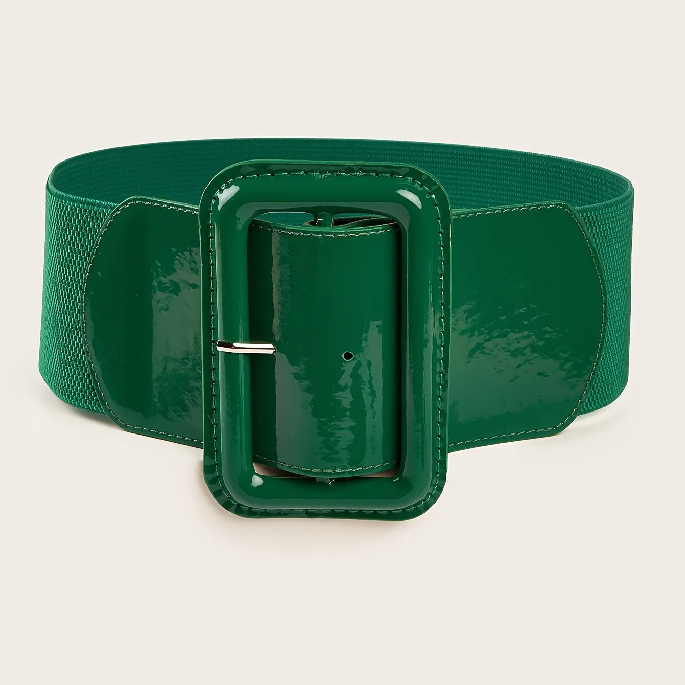 Rectangle Pin Buckle Wide Belt Women's Vintage Versatile Elastic Waistband Casual Daily Dress Coat Decoration Girdle