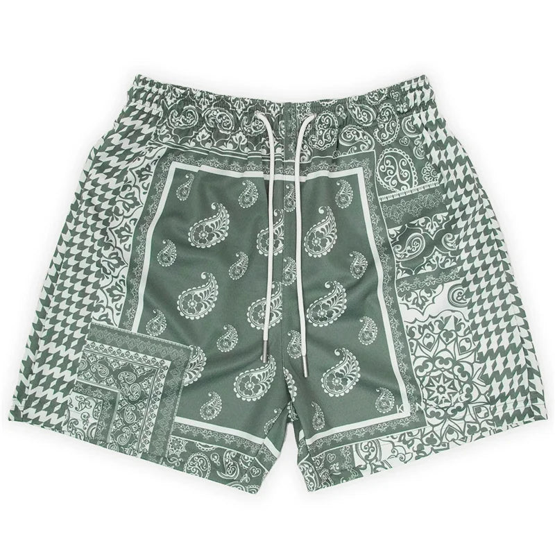 Bohemian shorts, the same for men and women, beach shorts, swimming trunks