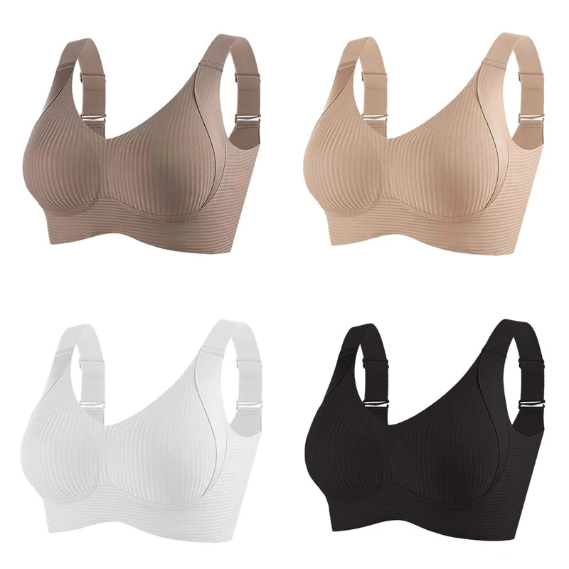 4PC Seamless Wireless Bras for Women Large Size Push Up Bra Comfort Underwear Anti-Sagging Bralette Female Lingerie
